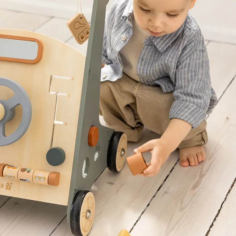 Sebra Wooden Walker with Activities, Car