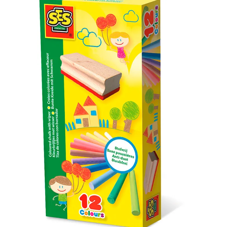 SES Creative Colored Chalk with Blackboard Eraser