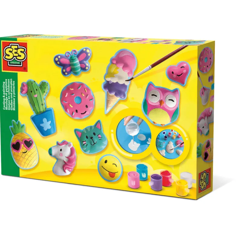 SES Creative Creative Box, Cast and Paint - Happy Plaster Figures