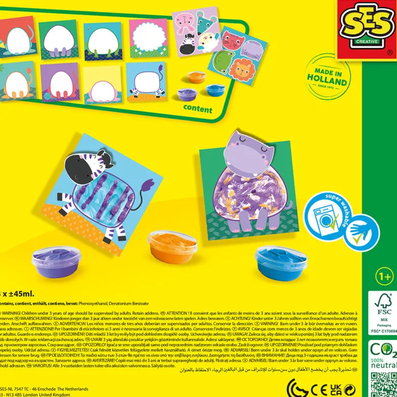 SES Creative My First Creative Set, Finger Paints, Animals - Ages 1-4