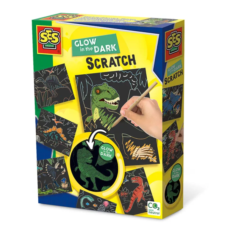 SES Creative Scratch Cards, Glow-in-the-Dark Dinosaurs