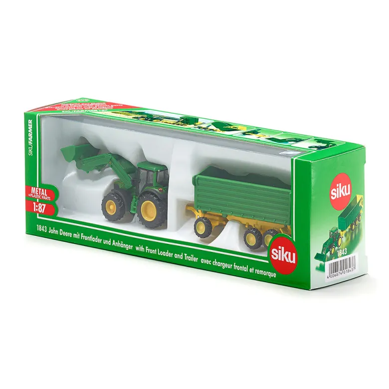 Siku John Deere Front Loader with Trailer, 1:87 Scale