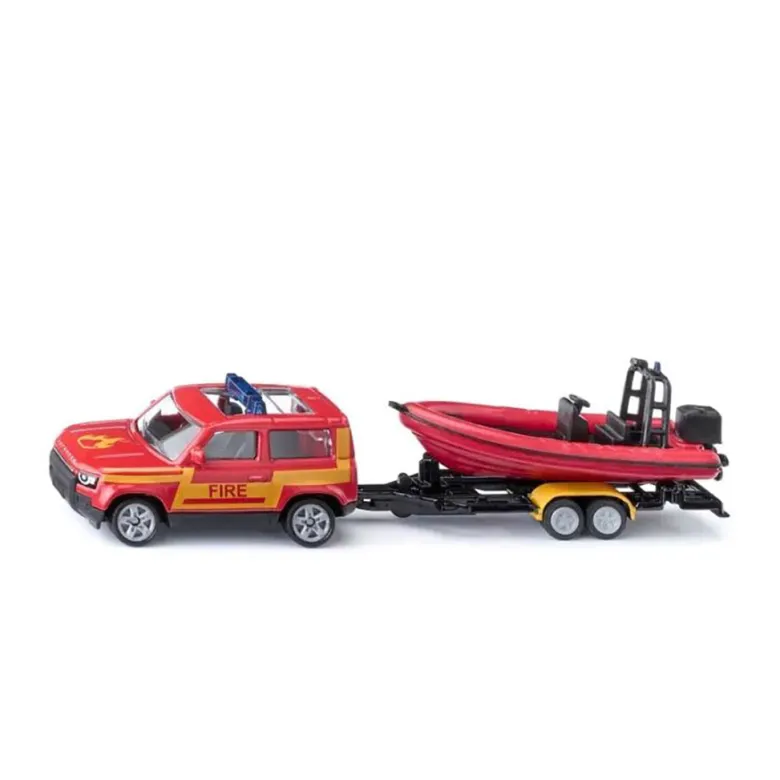 Siku Toy Model, Land Rover Defender with Rescue Boat