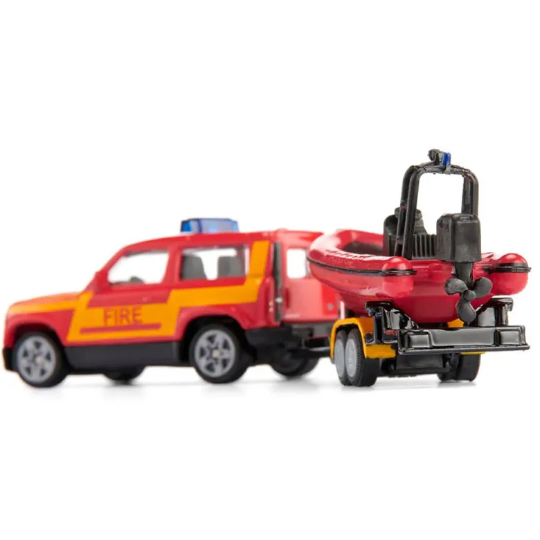 Siku Toy Model, Land Rover Defender with Rescue Boat