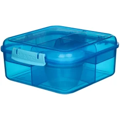 Sistema Bento Cube Lunch Box with 5 Compartments and Container, 1.25L - Blue