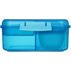 Sistema Bento Cube Lunch Box with 5 Compartments and Container, 1.25L - Blue