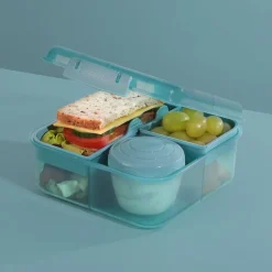 Sistema Bento Cube To Go Lunch Box with 5 Compartments and a Container - Teal Stone