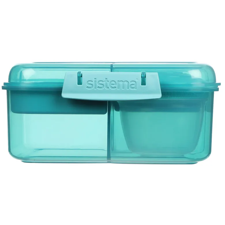 Sistema Bento Cube To Go Lunch Box with 5 Compartments and a Container - Teal Stone