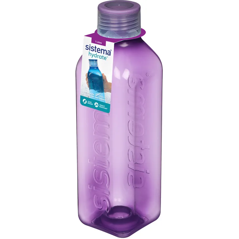 Sistema Drinking Bottle, Square Design, 1 L - Misty Purple
