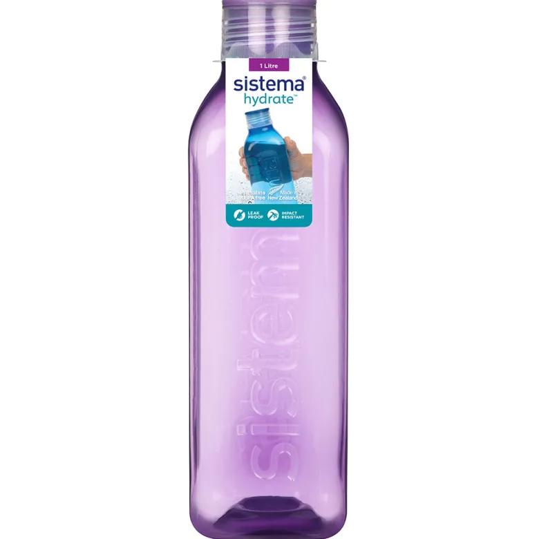 Sistema Drinking Bottle, Square Design, 1 L - Misty Purple