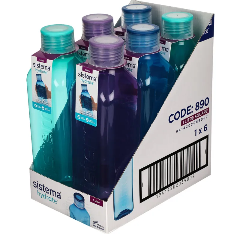 Sistema Drinking Bottle, Square Design, 1 L - Misty Purple