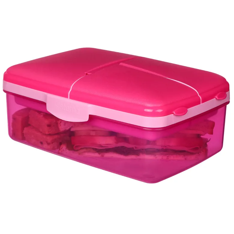 Sistema Lunch Box and Water Bottle, Slimline Quaddie 1.5 L - Pink