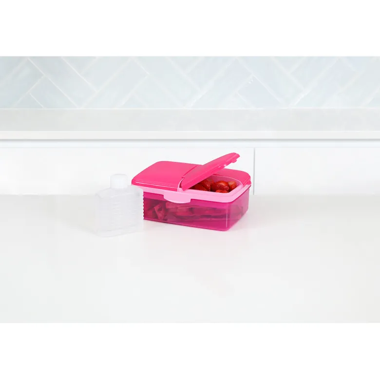 Sistema Lunch Box and Water Bottle, Slimline Quaddie 1.5 L - Pink