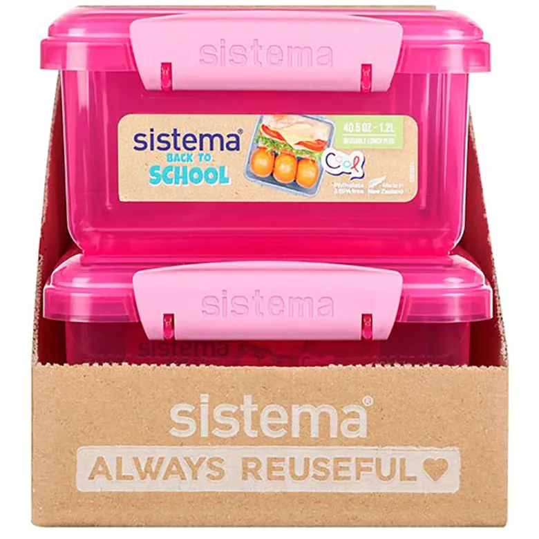 Sistema Lunch Plus Lunch Box with 1 Compartment, 1.2L - Pink