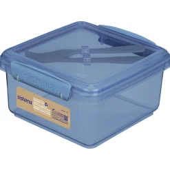 Sistema Lunch plus To Go, Lunch Box with 1 Compartment and Cutlery - Mountain Blue