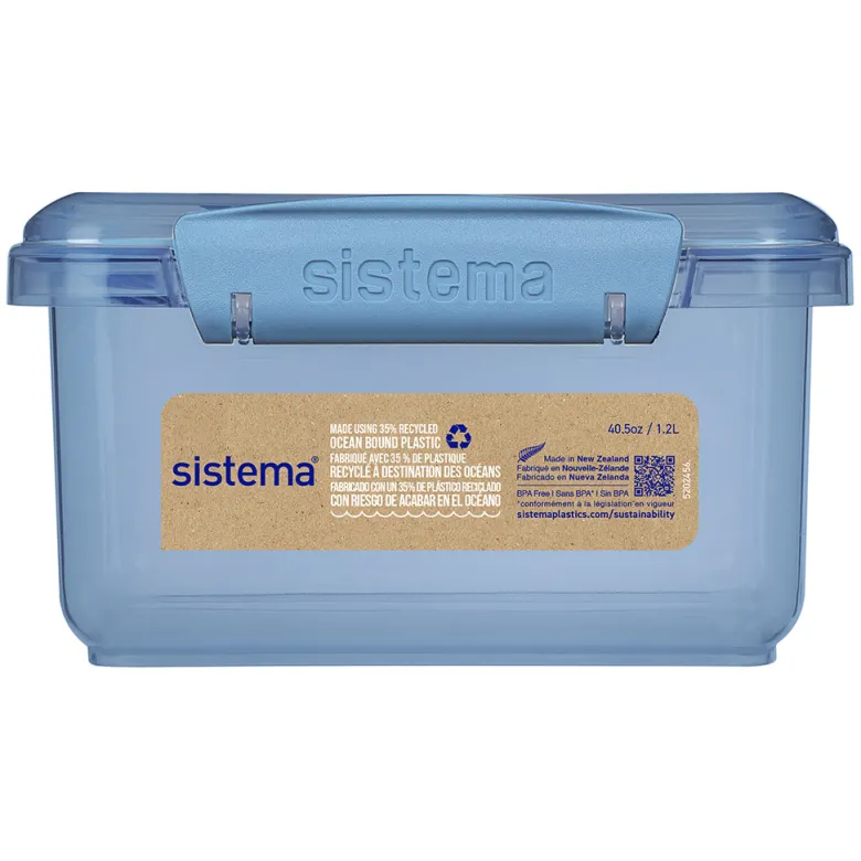Sistema Lunch plus To Go, Lunch Box with 1 Compartment and Cutlery - Mountain Blue