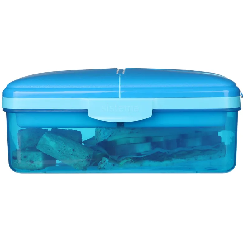 Sistema Lunchbox and Water Bottle Set, Slimline Quaddie 1.5 L - Blue