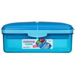 Sistema Lunchbox and Water Bottle Set, Slimline Quaddie 1.5 L - Blue
