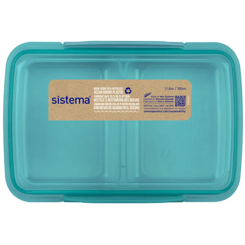 Sistema Small Split To Go Lunchbox with Two Compartments, Teal Stone