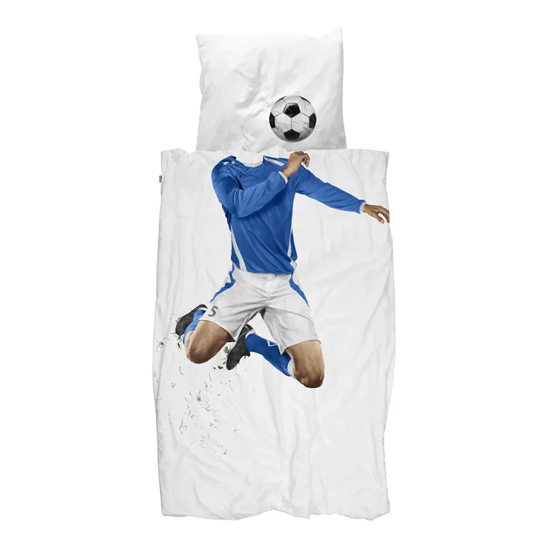 Snurk Adult Bedding, Organic - Blue Football Player