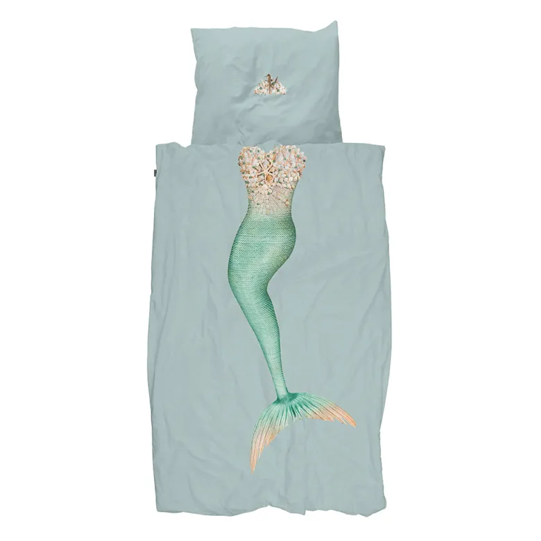 Snurk Adult Bedding, Organic - Mermaid Aqua