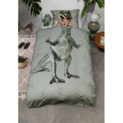 Snurk Organic Adult Bed Linen - Dino Green