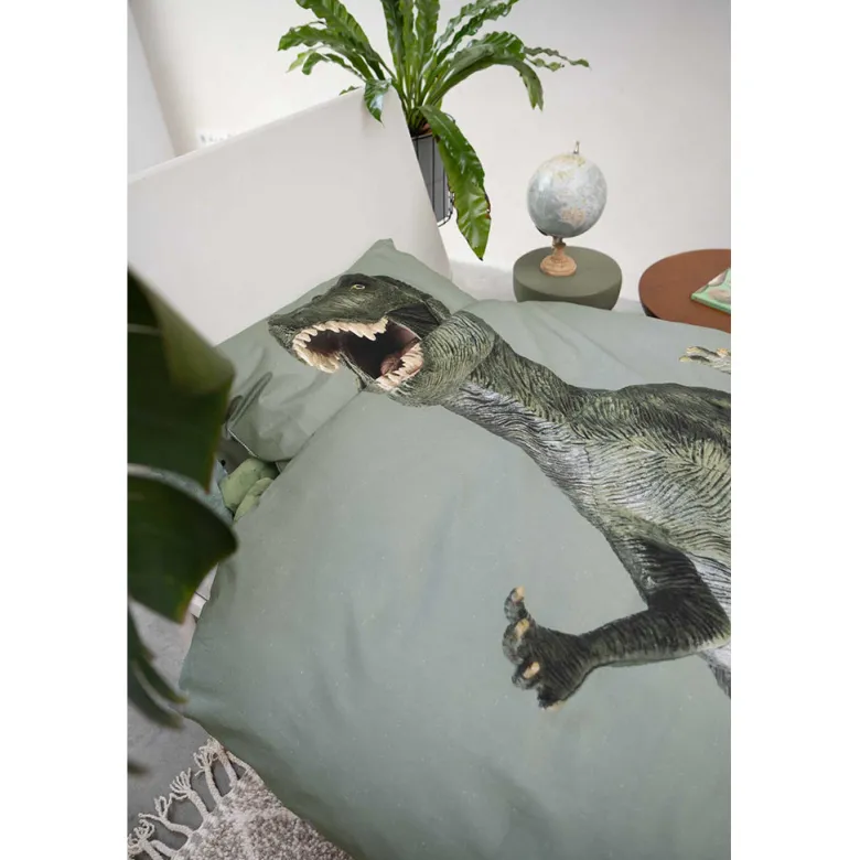 Snurk Organic Adult Bed Linen - Dino Green