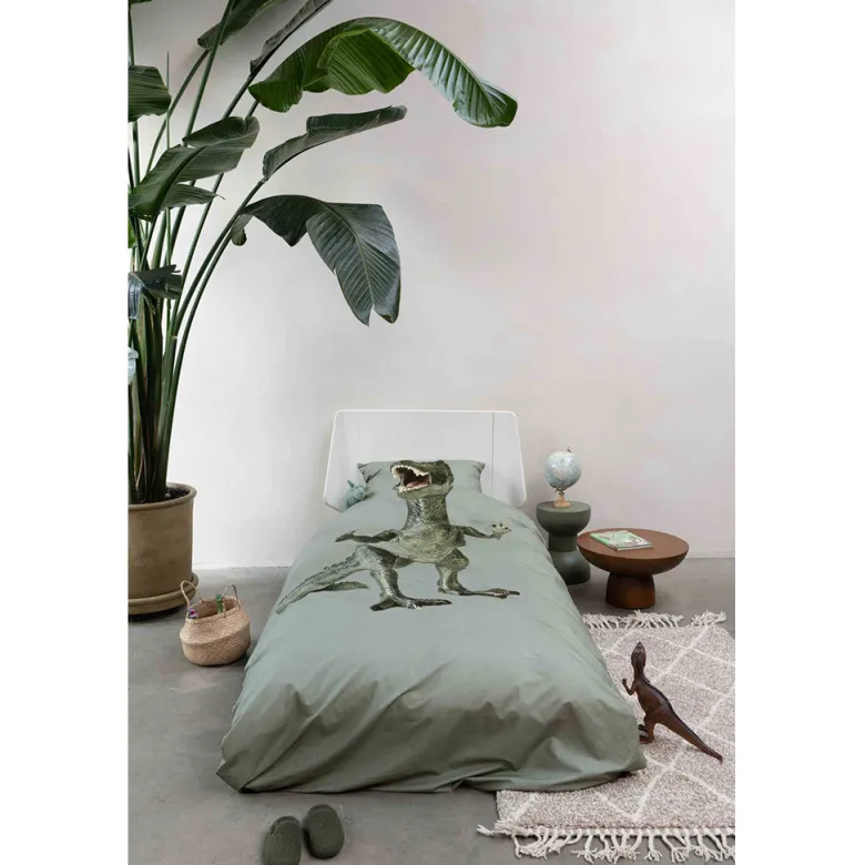 Snurk Organic Adult Bed Linen - Dino Green