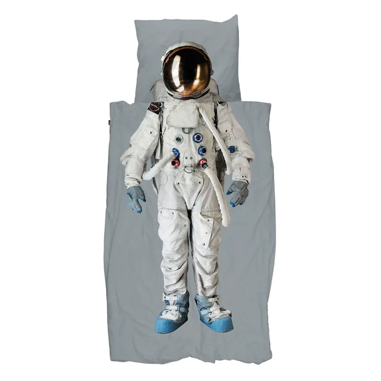 Snurk Organic Adult Bedding - Astronaut Grey Space