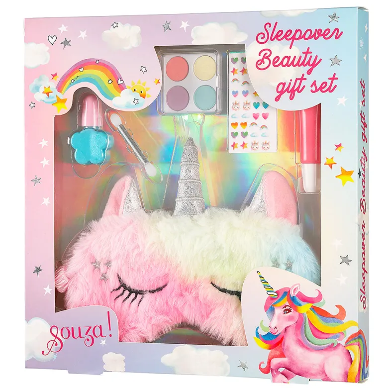Souza Makeup Set for Kids, Gift Box with Makeup and Sleep Mask - Unicorn Sleepover