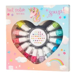 Souza Nail Polish Set for Kids, 12 Nail Polishes + Nail Stickers