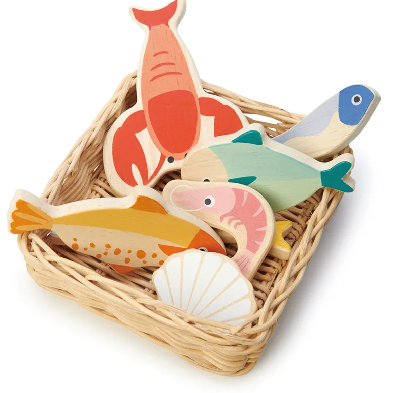 Tender Leaf, Play Food - Basket with Fish and Seafood