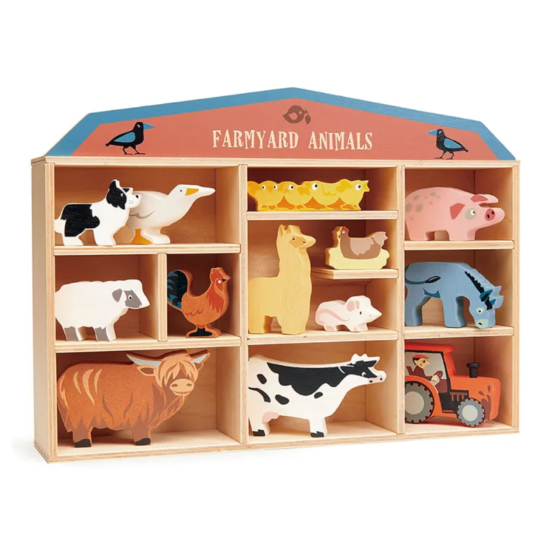 Tender Leaf, Wooden Animals in Box - 13 Farm Animals