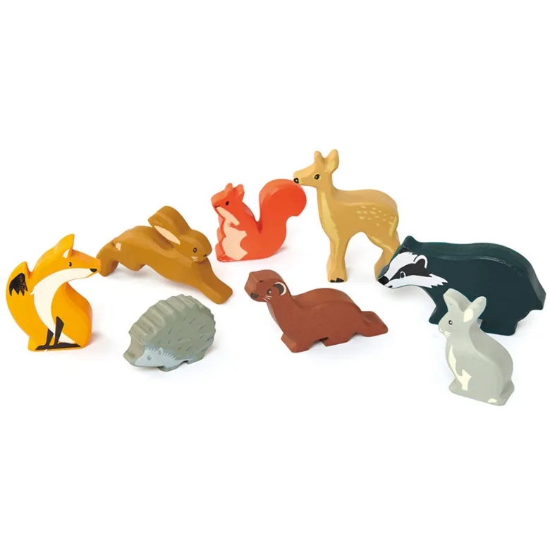 Tender Leaf, Wooden Animals in a Box - 8 Forest Creatures