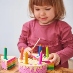 Tender Leaf Wooden Play Food: Rainbow Layer Cake with Candles