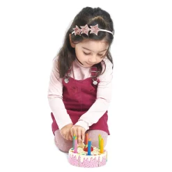 Tender Leaf Wooden Play Food: Rainbow Layer Cake with Candles