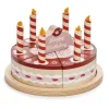 Tender Leaf, Wooden Play Food, Chocolate Celebration Cake with Candles