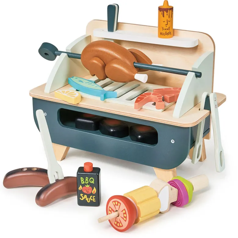 Tender Leaf Wooden Play Food, BBQ Grill Set