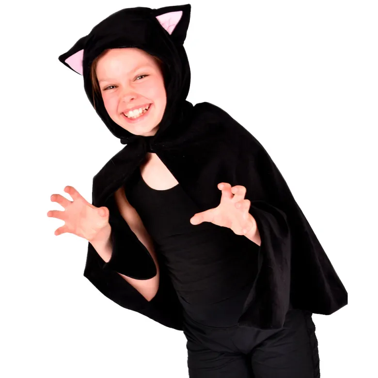 The Good Fairy Animal Costume, Black Cat Cape - Size 3-8 Years