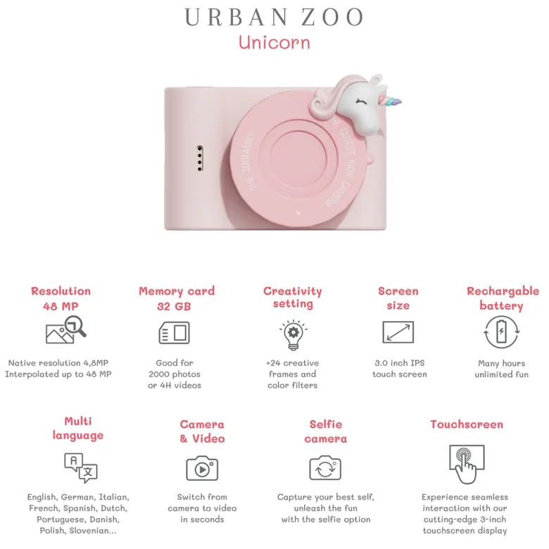 The ZooFamily, Urban Zoo Kids' Camera, Ages 5-10 – Unicorn