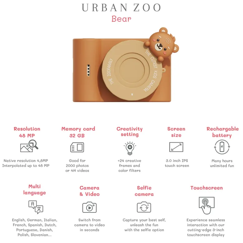 The ZooFamily, Urban Zoo Kids Camera, Ages 5-10 - Bear