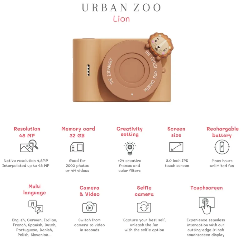 The ZooFamily, Urban Zoo Kids Camera, Ages 5-10 - Lion