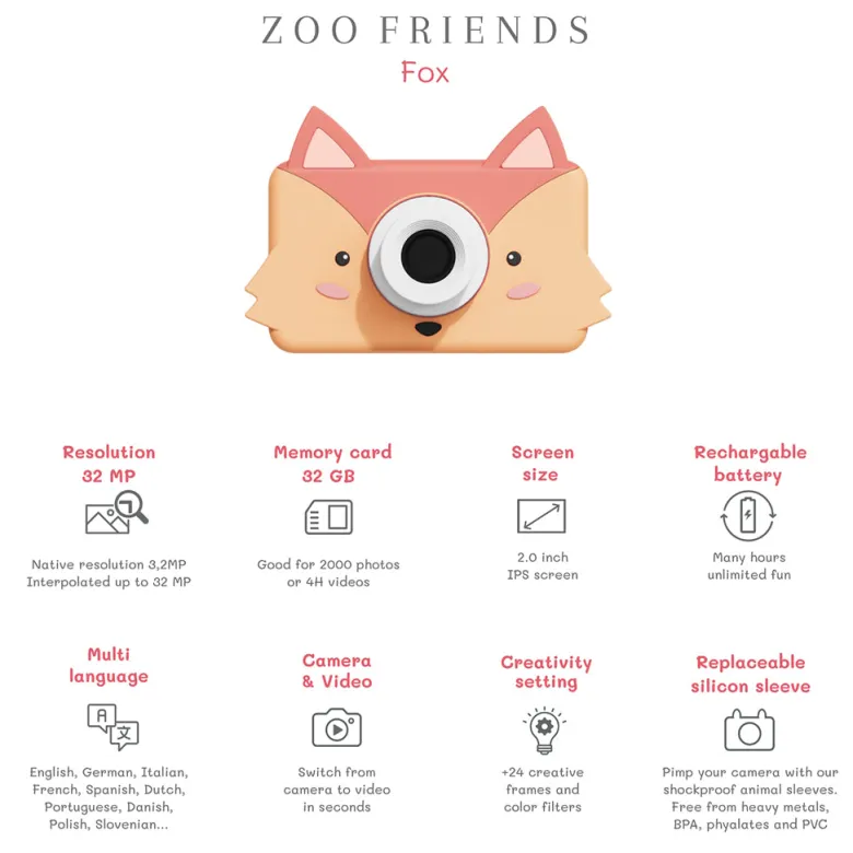 The ZooFamily, Zoo Friends Children's Camera, Ages 3-7 - Fox