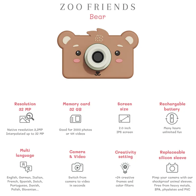 The ZooFamily, Zoo Friends Children's Camera, Ages 3–7 – Bear