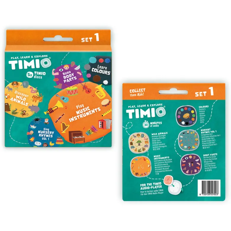 TIMIO Disc Set 1: Wild Animals, Nursery Rhymes, Colors, Music, and Body Parts