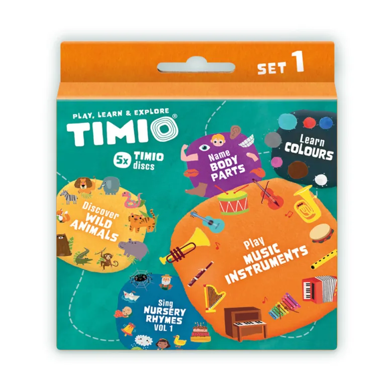 TIMIO Disc Set 1: Wild Animals, Nursery Rhymes, Colors, Music, and Body Parts