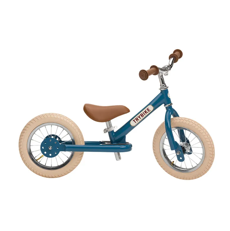 Trybike Balance Bike, Vintage Blue with Retro Look