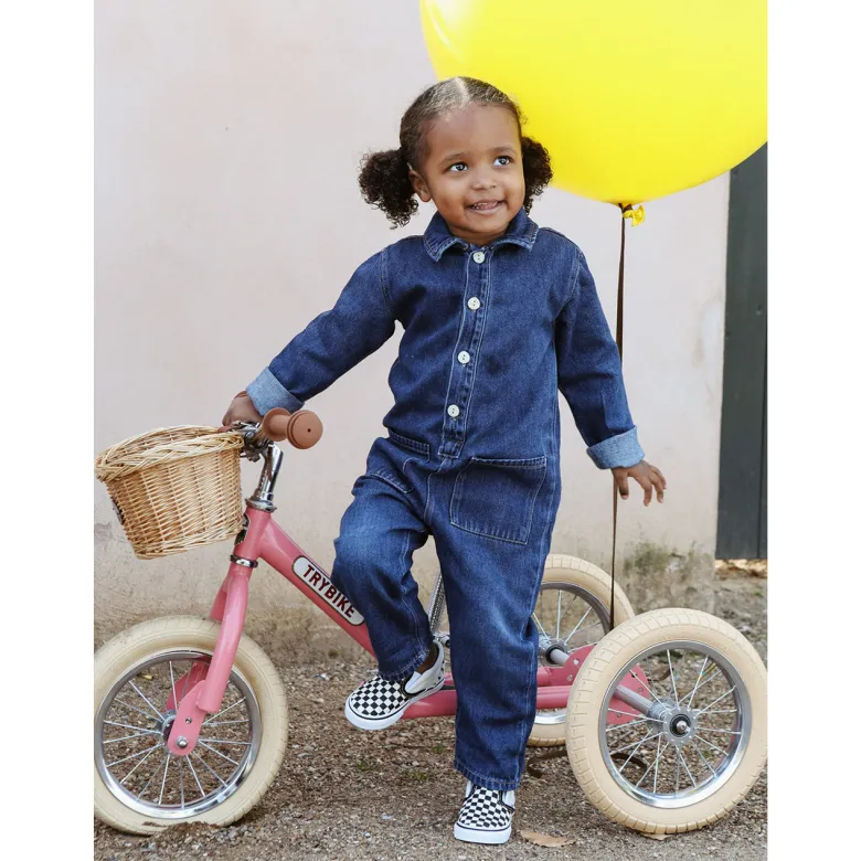 Trybike Three-Wheel Balance Bike, Vintage Pink with Retro Styling