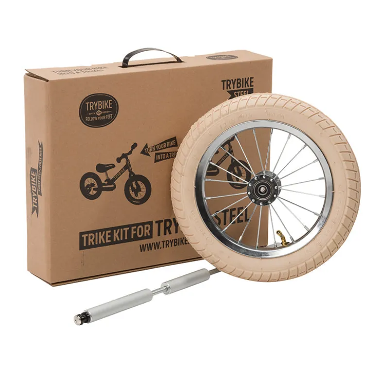 Trybike Three-Wheeled Balance Bike, Vintage Cream with Retro Styling
