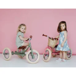 Trybike Three-Wheeled Balance Bike, Vintage Cream with Retro Styling